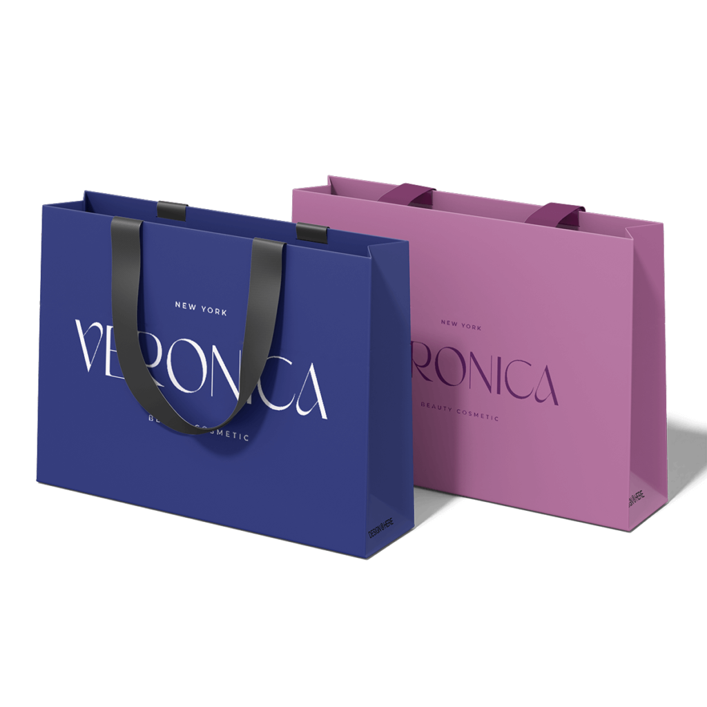 Branded paper bag for retail clothing packaging, perfect for boutiques and in-store