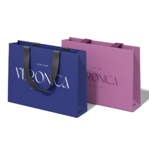 Branded paper bag for retail clothing packaging, perfect for boutiques and in-store