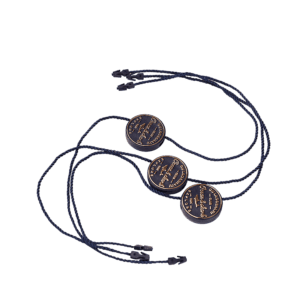 Array of custom hang strings in various colors and materials, ideal for securing hang tags with a stylish touch