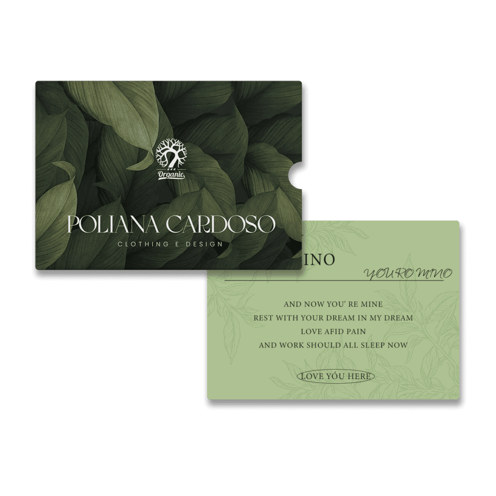 Printed thank you card placed inside a clothing box, adding personal touch to packaging