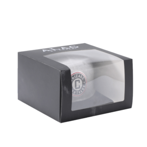 Clear hat box designed for professional hat storage, ideal for use as a closet hat organizer, baseball hats organizer, and customizable retail packaging.