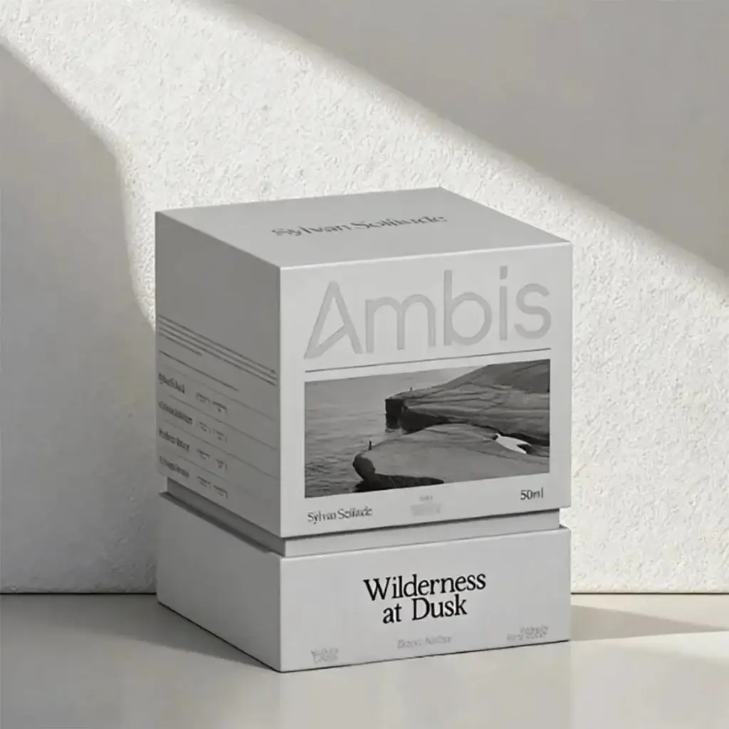 Custom candle box with minimalist rigid paper packaging for premium candle brands, featuring printed branding and a clean luxury presentation.