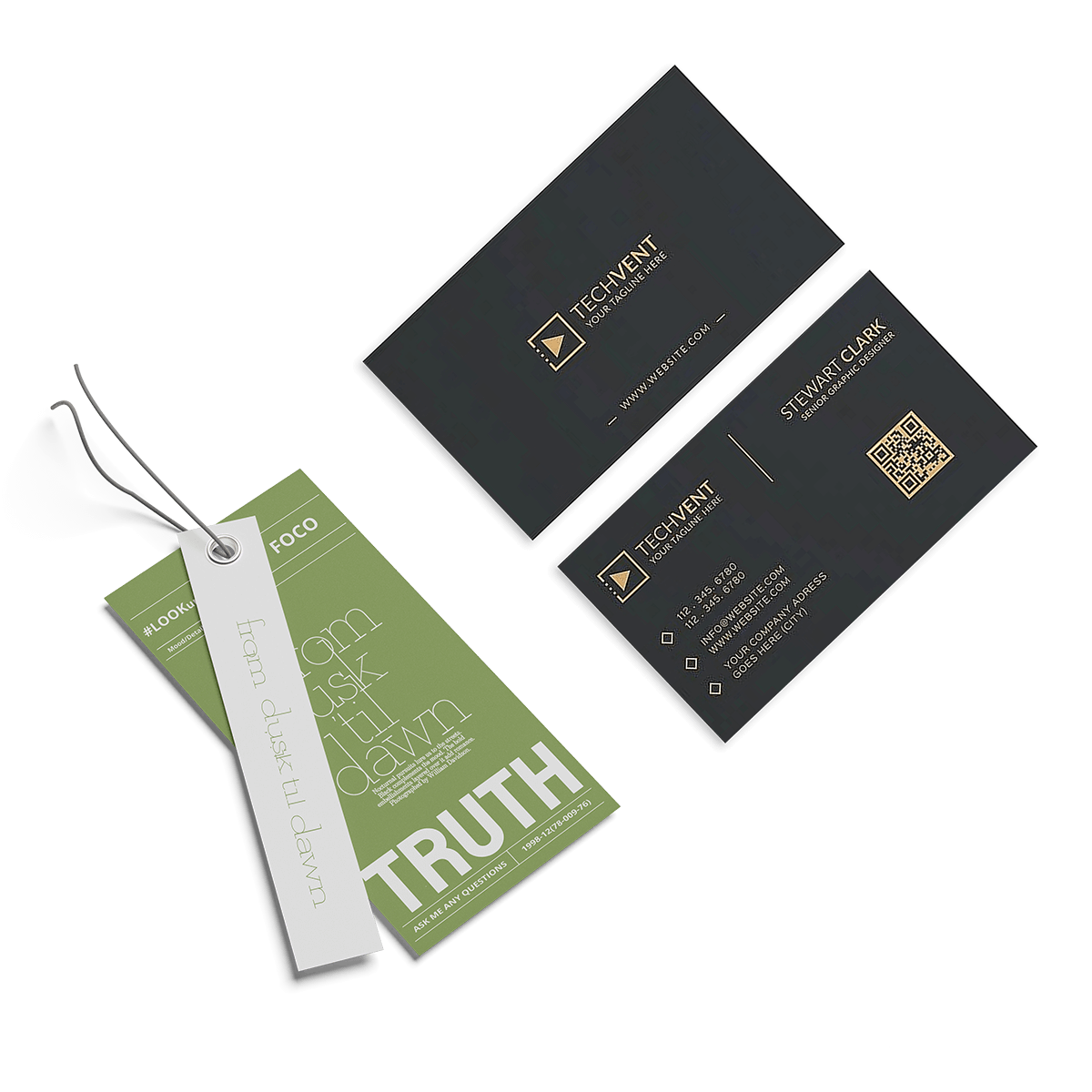 clothing packaging brand components including custom hang tags and branded cards
