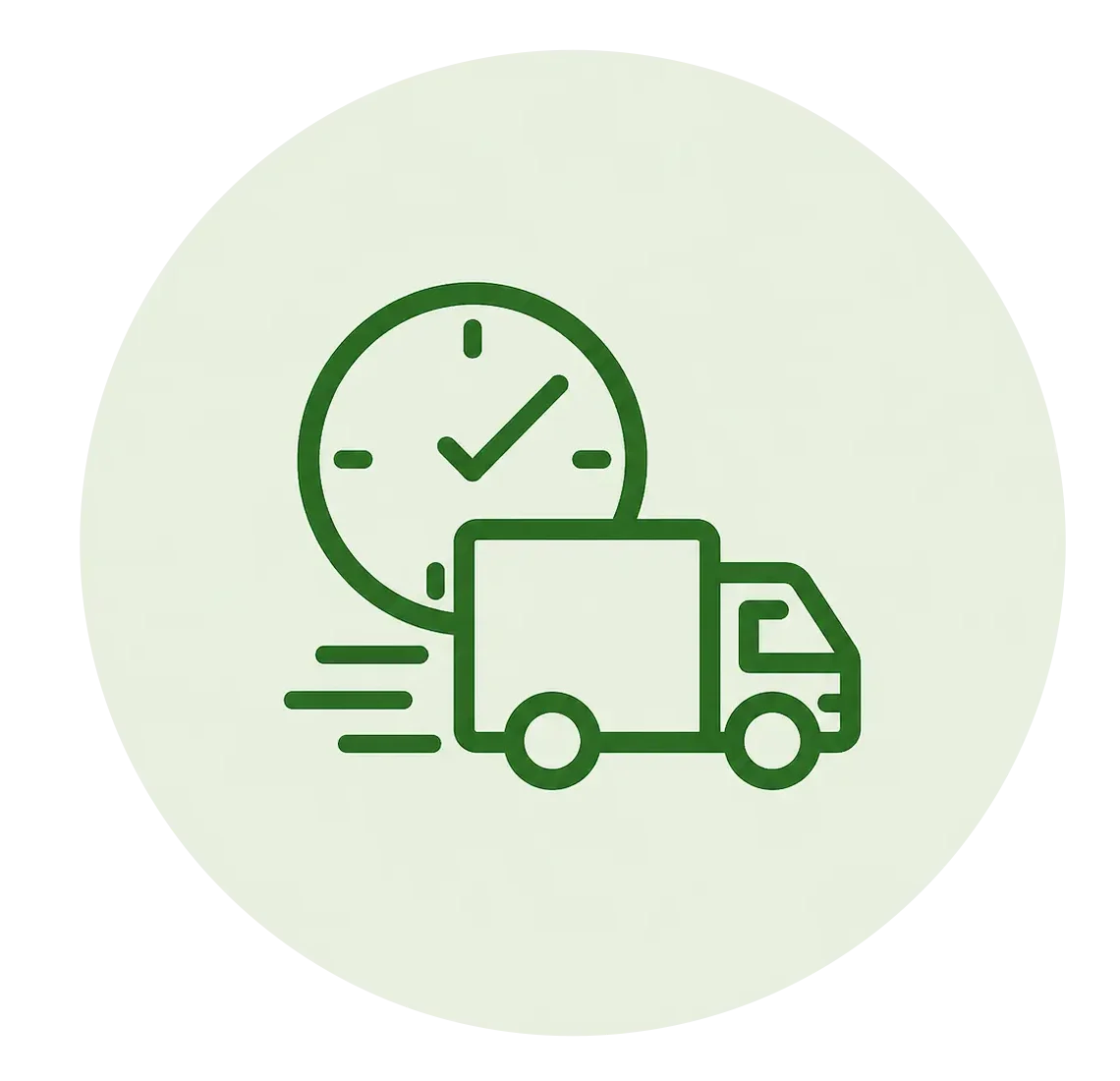 On-time delivery packaging icon showing reliable production and timely shipment for custom packaging manufacturing