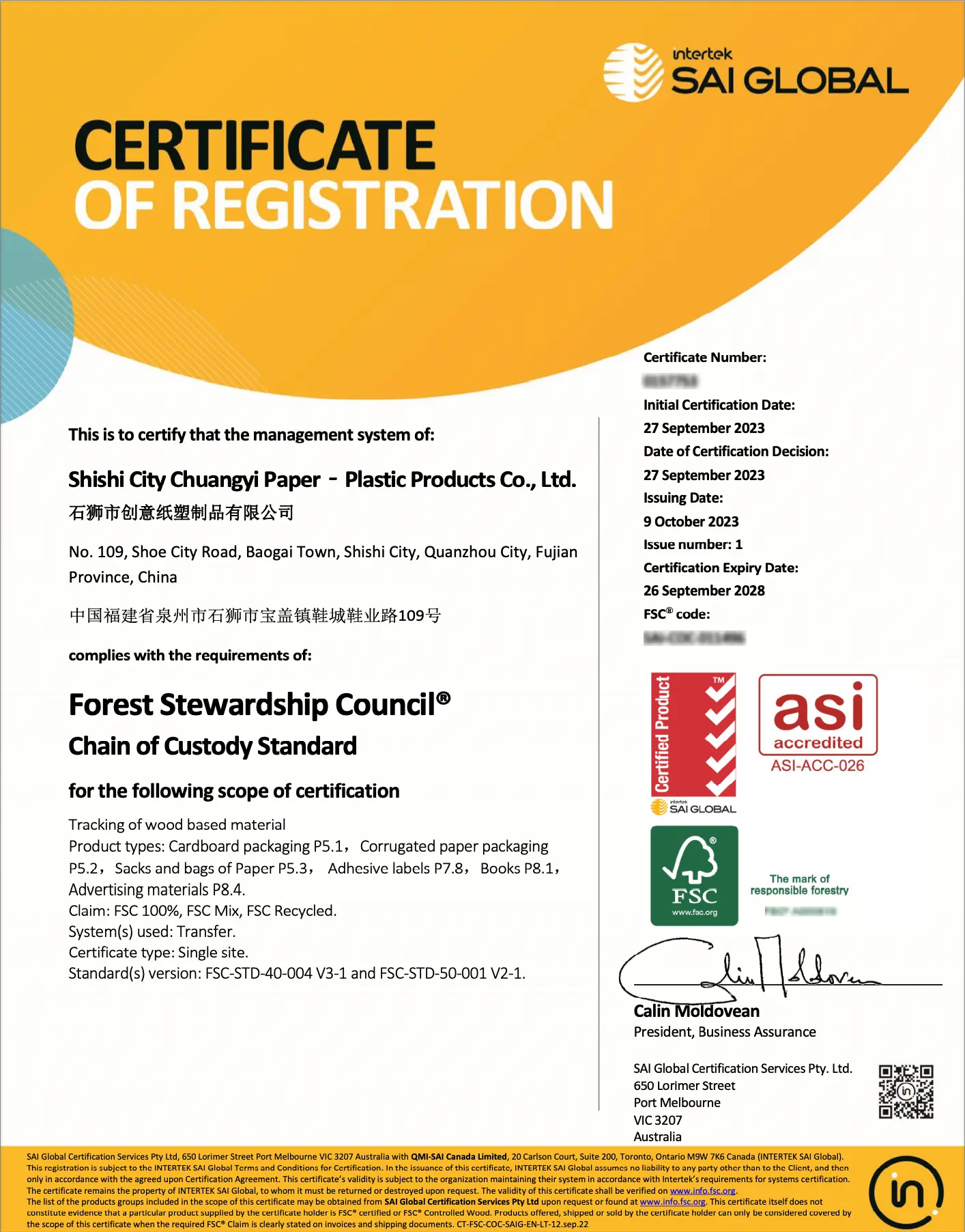 FSC Certificate